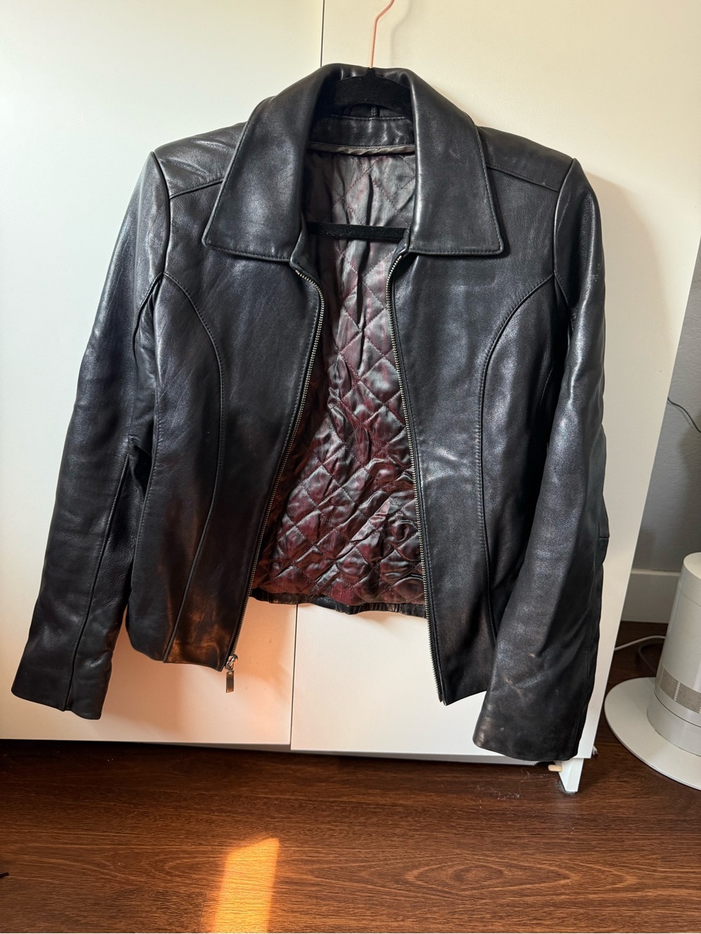 Leather collared jacket